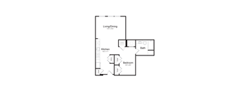 a floor plan of a 1 bedroom floor plan