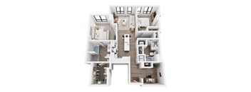 A top-down view of a house layout with labeled rooms.