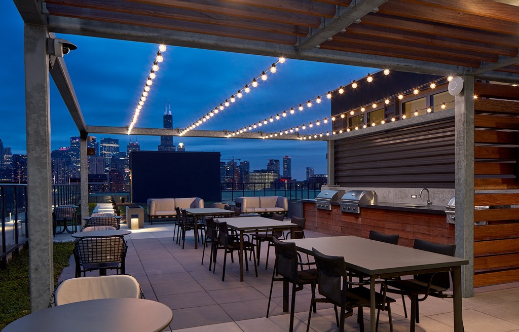 Westerly Luxury River West Apartments - Westerly Rooftop Chicago Skyline