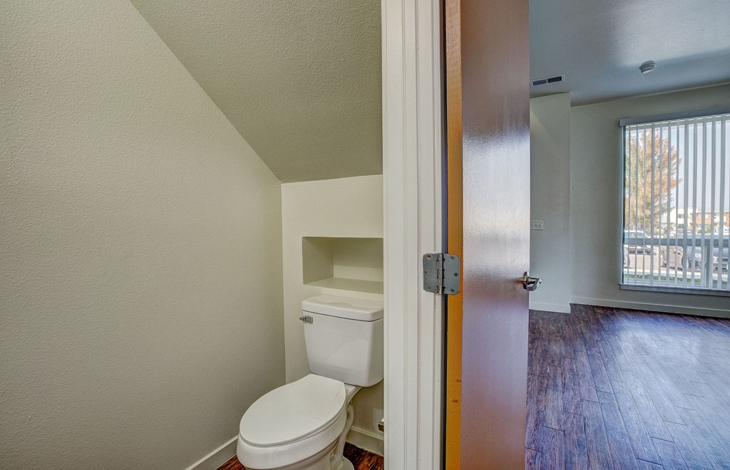a bathroom with a toilet and a window