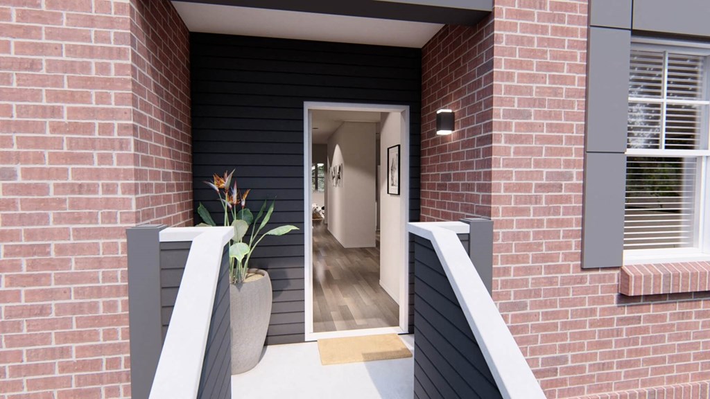 a render of the front door of a house at Brownstones at Palisade Park, Broomfield