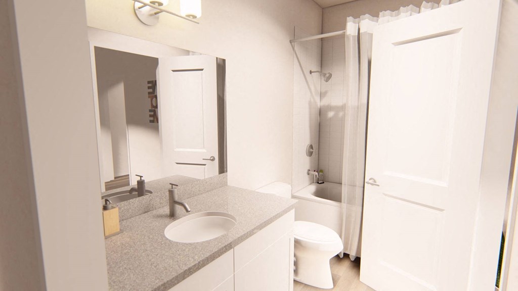 a bathroom with a sink toilet and shower at Brownstones at Palisade Park Townhomes, Colorado