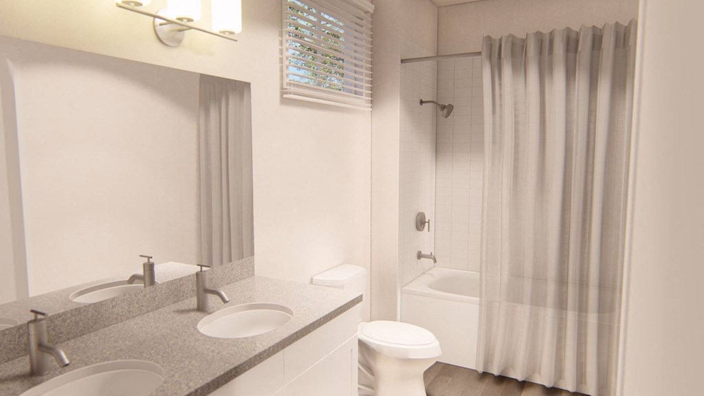 a bathroom with a sink toilet and shower at Brownstones at Palisade Park Townhomes, Broomfield, 80023