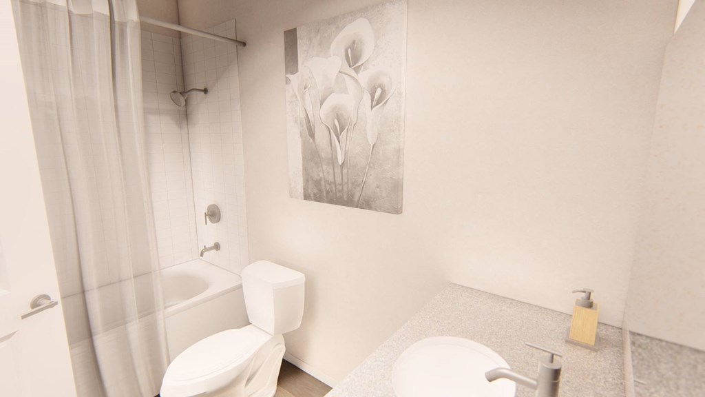a bathroom with a toilet sink and shower at Brownstones at Palisade Park Townhomes, Broomfield