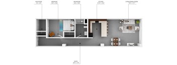 a floor plan of a house with a bedroom and a bathroom