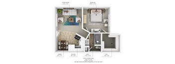 a typical floor plan of a 1 bedroom apartment