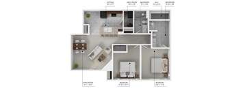 A floor plan of a house showing the layout of the rooms.