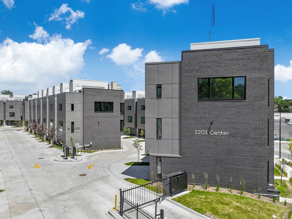 a view of the 1200 center building from the street