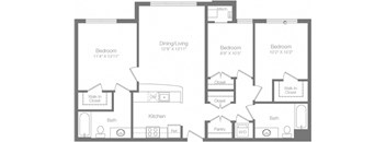 3A Floor Plan at The Atrium, Washington, 20019