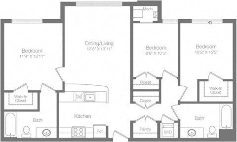 3A Floor Plan at The Atrium, Washington, 20019