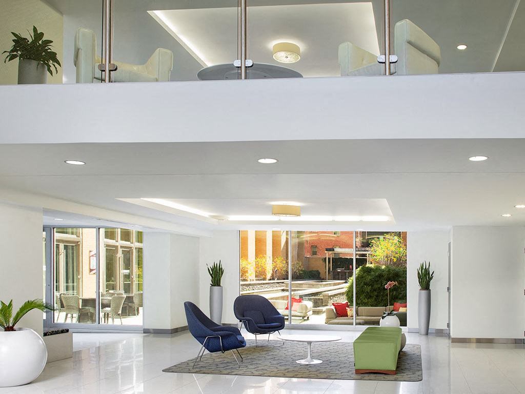 Lobby area with seating at Highland Park at Columbia Heights Metro, Washington