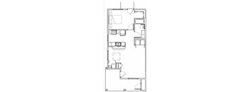 a floor plan of a 1 bedroom unit