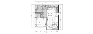 floor plan of a 1 bedroom unit