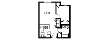 a floor plan of a one bedroom unit