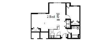 A floor plan of a two bedroom apartment.