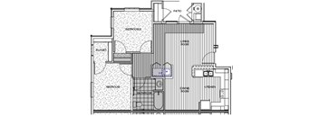 A floor plan of a house with labeled rooms such as Bedroom 2, Bathroom, Kitchen, Living Room, and Patio.