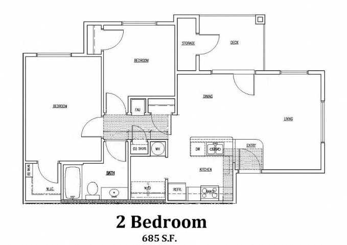 a floor plan of a 2 bedroom apartment