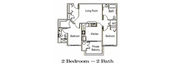 a floor plan of a 2 bedroom 2 bath unit