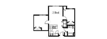 a floor plan of a two bedroom unit