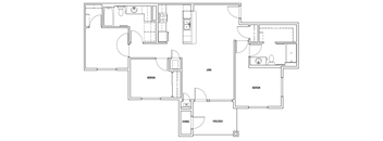 a floor plan of a 3 bedroom 2 bath unit