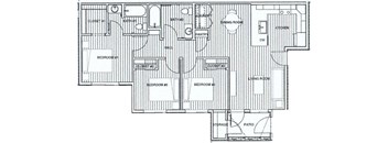 a floor plan of a 3 bedroom unit