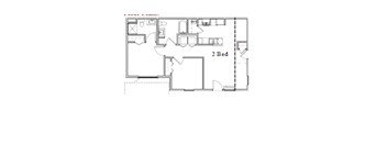 A floor plan of a house with two bedrooms.
