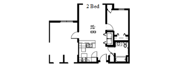 A floor plan of a two bedroom apartment.