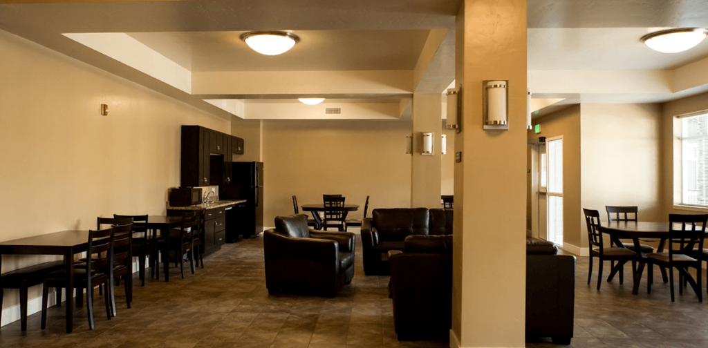 clubhouse with a kitchen in the background