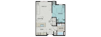 a floor plan of a 1 bedroom unit