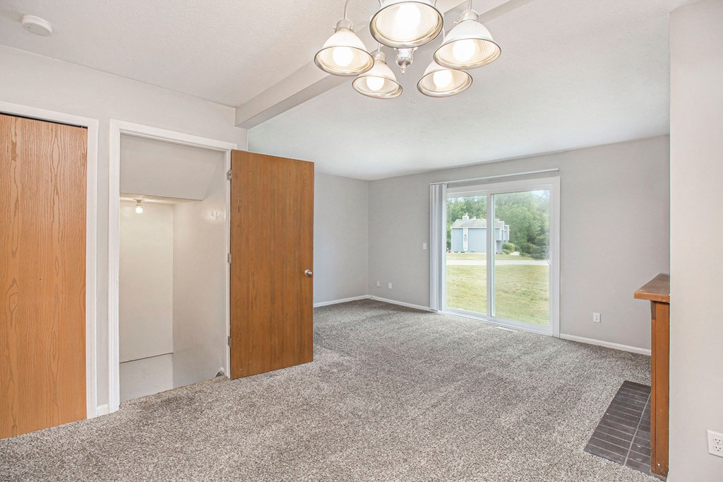 Open living room, sliding door