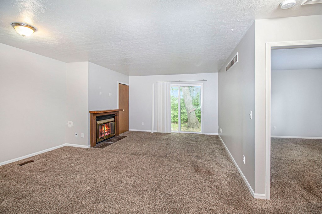 Open living, fireplace