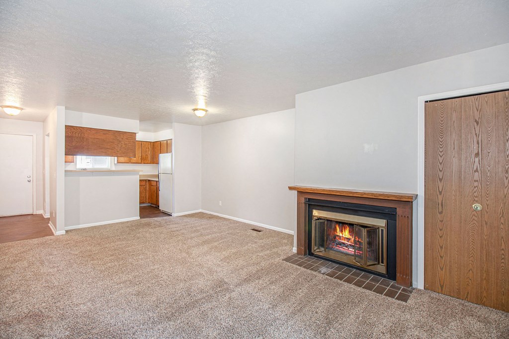 Open living, fireplace