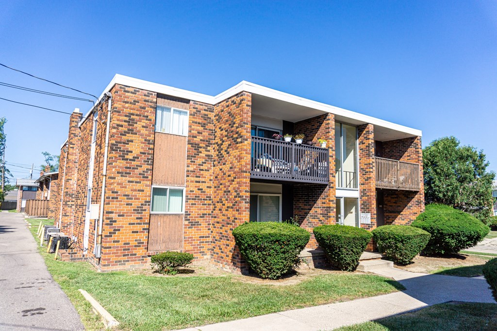 Building exteriors at Carriage House Apartments in Flint, Michigan