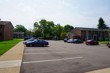Parking lot with ample parking spaces, at Gale Gardens Apartments