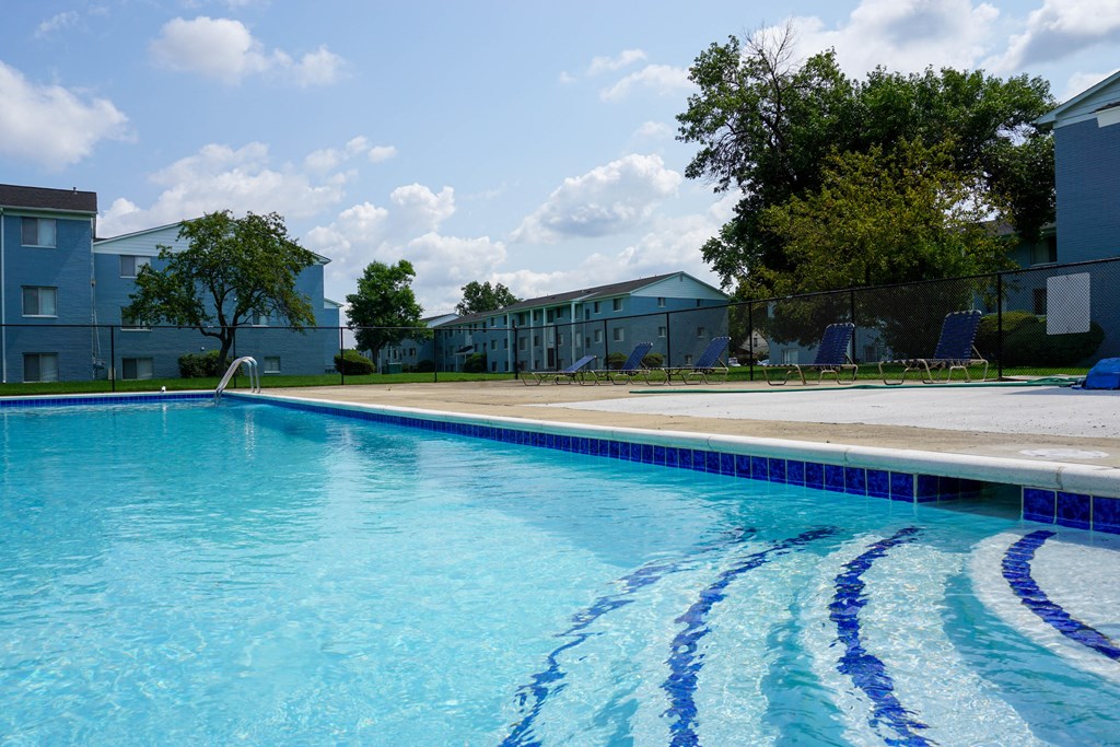 Swimming Pool entry with Pool chairs, at Gale Gardens Apartments