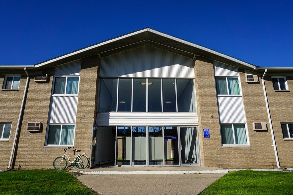 Apartment Building Entrance at Huntington Club, in Warren, Michigan