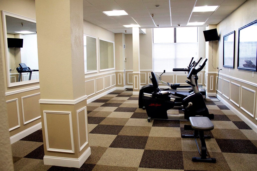 Fitness Center, elliptical, treadmill, weights