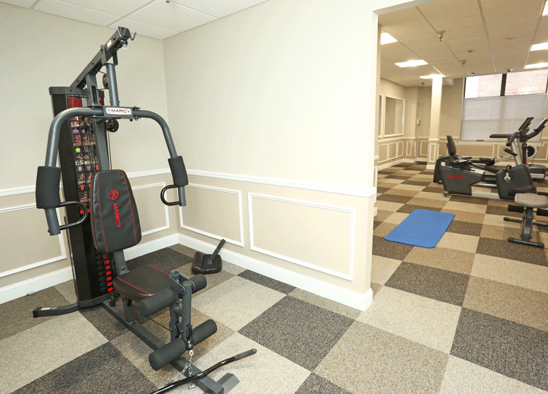 Fitness Center, elliptical, treadmill, weights