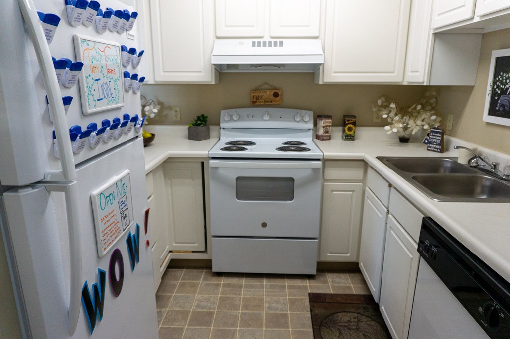 this is a photo of the kitchen in the 1 bedroom clipper floor plan at nant
