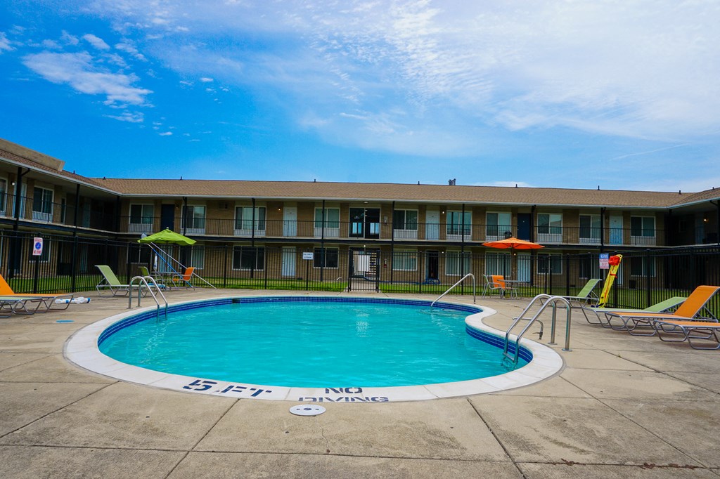 Swimming pool at Huntington Club Apartments in Warren, Michigan