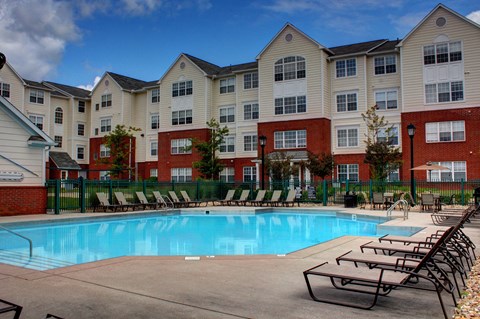 apartment has resort style pool