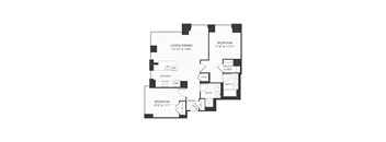 floor plan of studio apartment with loft