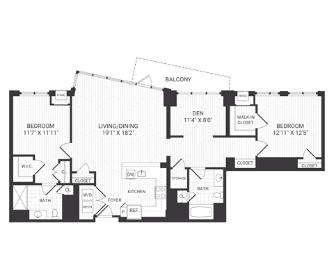 two bedroom floorplan