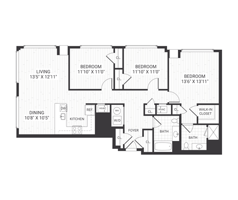 A black and white image of a house floor plan.