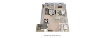 PCH 1 Bdrm - B Floorplan at Premier at Cherry Hill, New Jersey 08002