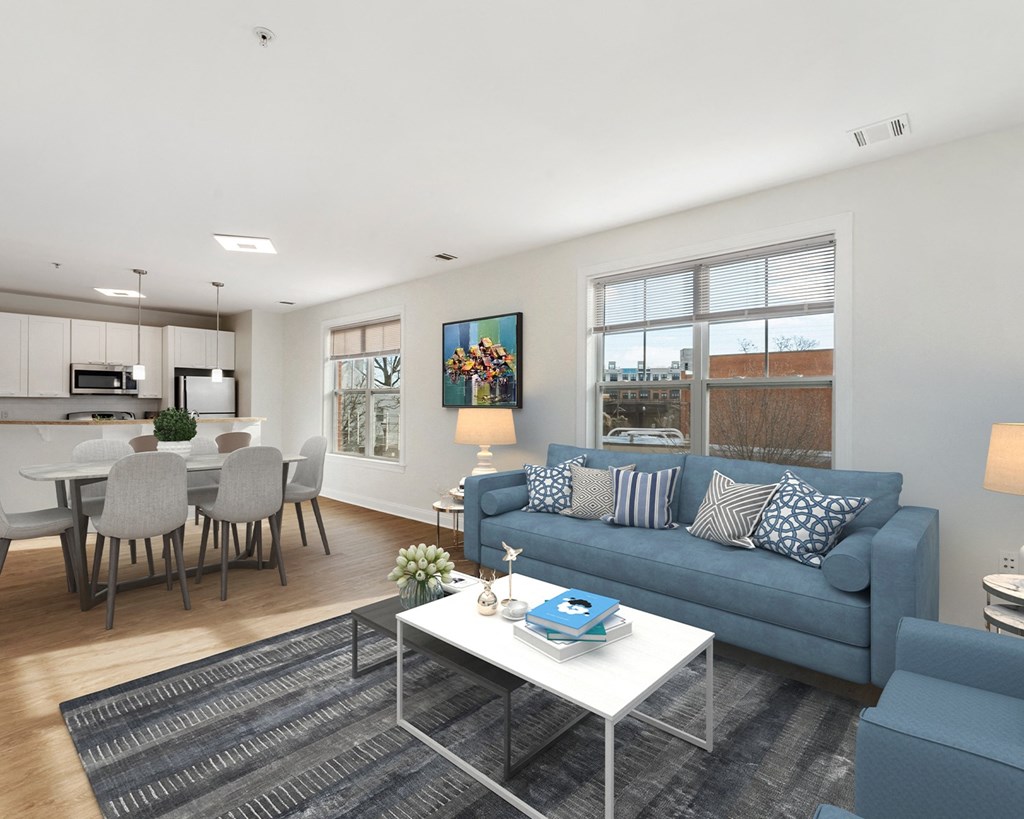 Living Room With Kitchen at Park Square Apartments, Rahway, 07065