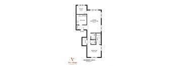 1 Bedroom 1.5 Bath Floor Plan at Chestnut Hill Village, Philadelphia, PA, 19118