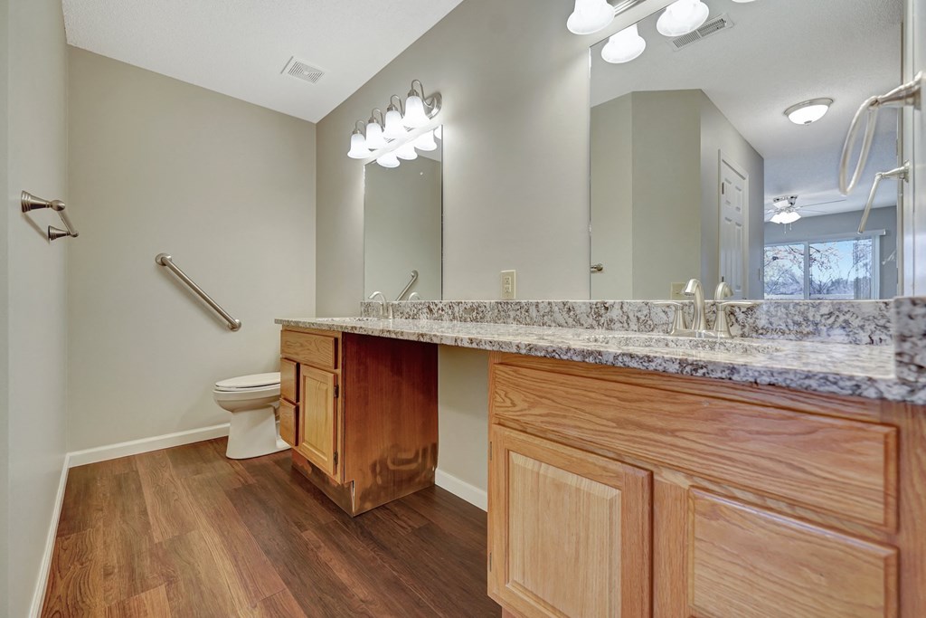 a bathroom with a sink and a toilet and a mirror