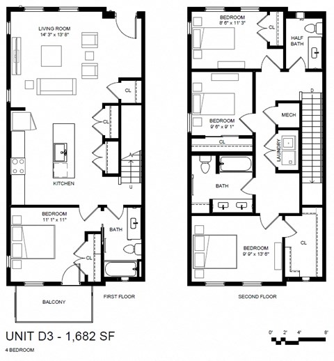 Four Bedroom - Two + 1/2 BATH