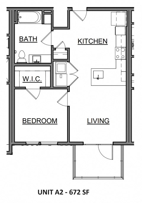 One Bedroom 672 SqFt